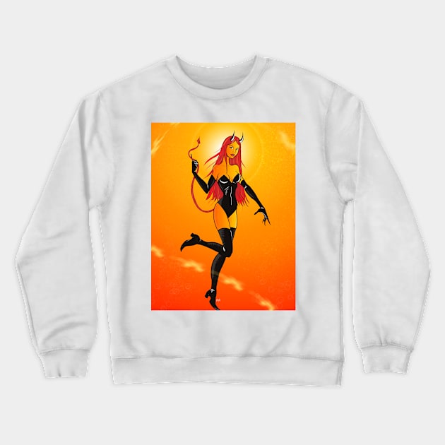 Devil Girl Pin Up Crewneck Sweatshirt by Haroldrod